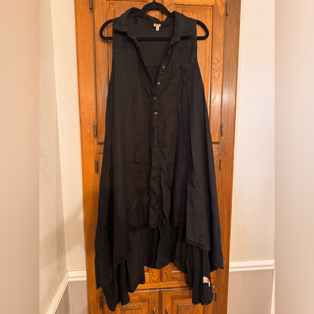 Reba Black A-Line Asymmetrical Maxi Dress